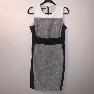 Judith & Charles Tweed Grey White Black Midi Career Dress 10